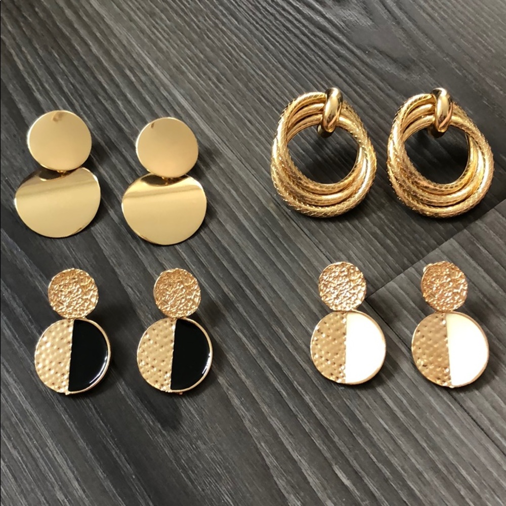 Set of new trendy gold earrings - Picture 4 of 11